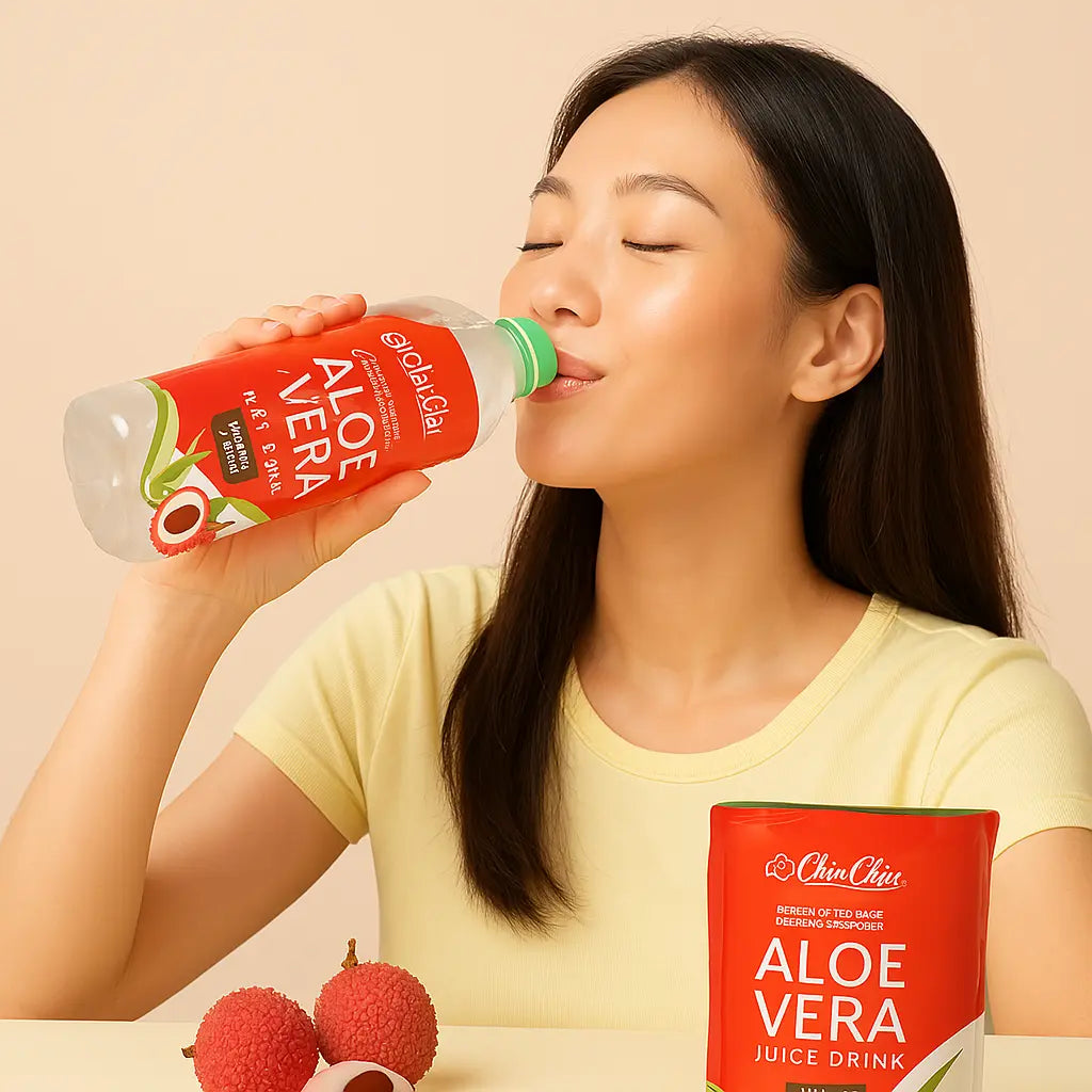 Kjøp ChinChin Aloe Vera and Lychee Juice Drink, 500ml på nett - Fodda.no Asiatiske nettbutikk