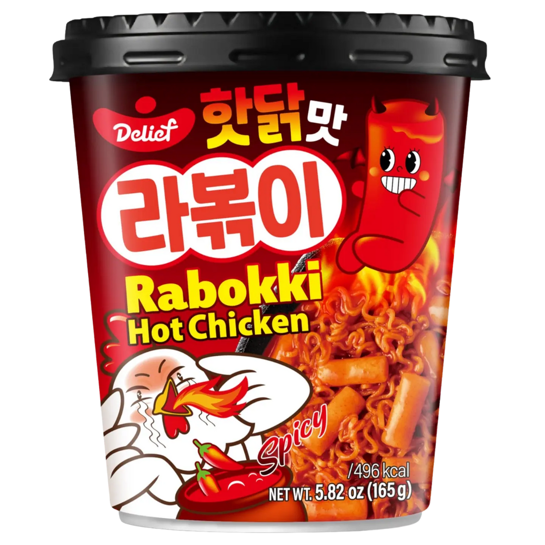 Kjøp Delief Rabokki Hot Chicken Spicy Flavour Cup, 165g på nett - Fodda.no Asiatiske nettbutikk