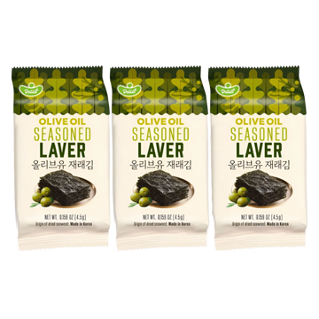 Kjøp Delief Seasoned Laver Olive Oil Snack, 3x4.5g på nett - Fodda.no Asiatiske nettbutikk