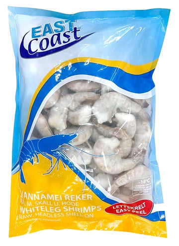 Kjøp East Coast Vannamei Reker, 1000g på nett - Fodda.no Asiatiske nettbutikk