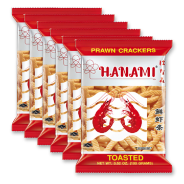 Kjøp Hanami Prawn Crackers Toasted, 6x100g på nett - Fodda.no Asiatiske nettbutikk