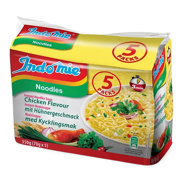 Kjøp Indomie Chicken Flavour Noodles 5-packs, 350g på nett - Fodda.no Asiatiske nettbutikk