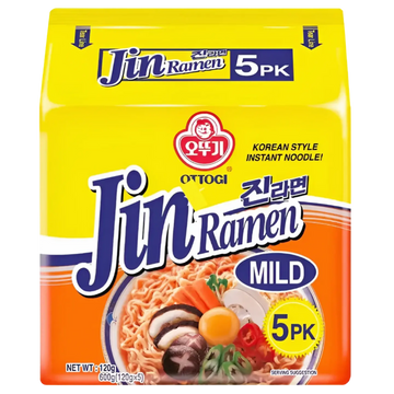 Kjøp Jin Ramen Mid Korean Instant Noodles, 600g (5x120g) på nett - Fodda.no Asiatiske nettbutikk