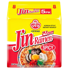 Kjøp Jin Ramen Spicy Korean Instant Noodles - Ottogi, 600g (5x120g) på nett - Fodda.no Asiatiske nettbutikk