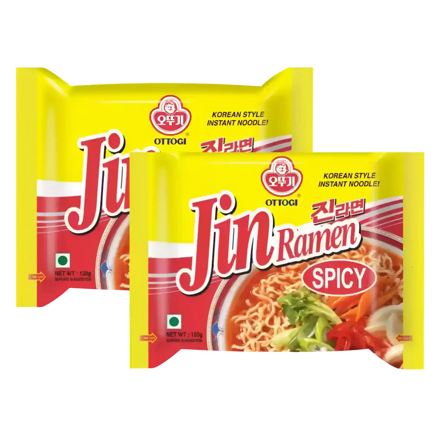 Kjøp Jin Ramen Spicy Korean Instant Noodles - Ottogi, 600g (5x120g) på nett - Fodda.no Asiatiske nettbutikk