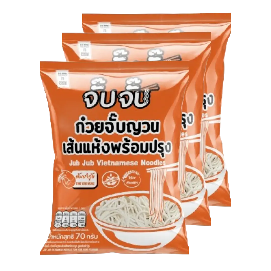 Kjøp Jub Jub Vietnamese Instant Rice Noodles Tom Yum Kung Flavor, 3x70g på nett - Fodda.no Asiatiske nettbutikk