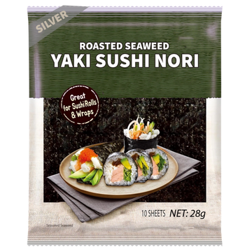 Kjøp Arpo Roasted Seaweed Yaki Sushi Nori Silver 10-sheets, 28g på nett - Fodda.no Asiatisk Nettbutikk - Rask levering i hele Norge