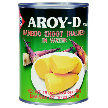 Kjøp Bamboo Shoot (Halves) In Water - Aroy-D, 540g - Fodda.no Asiatisk Nettbutikk - Rask levering i hele Norge