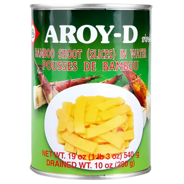 Kjøp Bamboo Shoot (Slices) In Water - Aroy-D, 540g - Fodda.no Asiatisk Nettbutikk - Rask levering i hele Norge