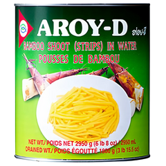 Kjøp Bamboo Shoot (Strips) In Water - Aroy-D, 2950g - Fodda.no Asiatisk Nettbutikk - Rask levering i hele Norge
