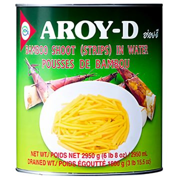 Kjøp Bamboo Shoot (Strips) In Water - Aroy-D, 2950g - Fodda.no Asiatisk Nettbutikk - Rask levering i hele Norge