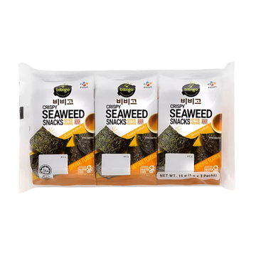 Kjøp Crispy Seaweed Snacks Teriyaki - Bibigo, 3x5g på nett - Fodda.no Asiatisk Nettbutikk - Rask levering i hele Norge