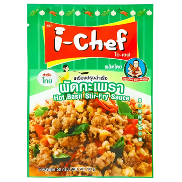 Kjøp Hot Basil Stir-Fry Sauce - I-chef, 50g - Fodda.no Asiatisk Nettbutikk - Rask levering i hele Norge