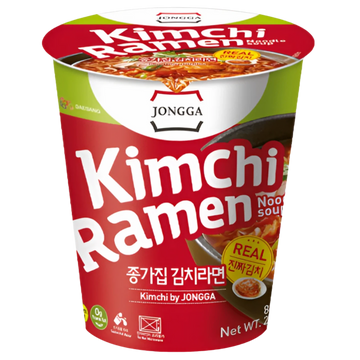 Kjøp Instant Cup Noodle Kimchi Ramen - Jongga, 82.5g - Fodda.no Asiatisk Nettbutikk - Rask levering i hele Norge