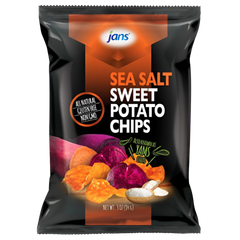 Kjøp Jans Sweet Potato Chips Sea Salt Flavor, 84g på nett - Fodda.no Asiatisk Nettbutikk - Rask levering i hele Norge