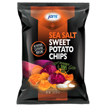 Kjøp Jans Sweet Potato Chips Sea Salt Flavor, 84g på nett - Fodda.no Asiatisk Nettbutikk - Rask levering i hele Norge