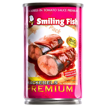 Kjøp Mackerels In Tomato Sauce - Smiling Fish, 155g - Fodda.no Asiatisk Nettbutikk - Rask levering i hele Norge