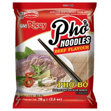 Kjøp Pho Noodle Beef Flavour - Oh! Ricey, 70g - Fodda.no Asiatisk Nettbutikk - Rask levering i hele Norge