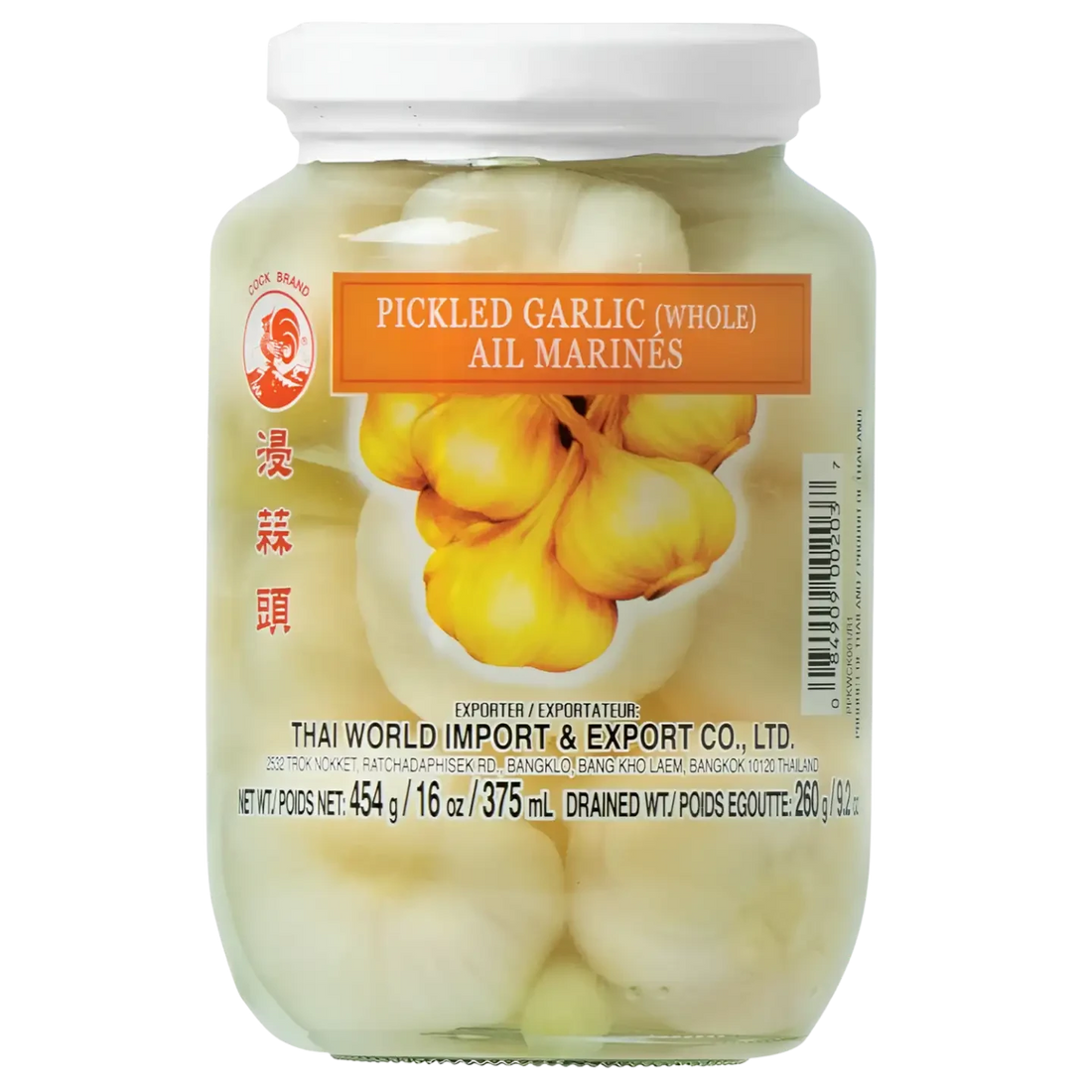 Kjøp Pickled Garlic (Whole) All Marines - Cock Brand, 375g - Fodda.no Asiatisk Nettbutikk - Rask levering i hele Norge