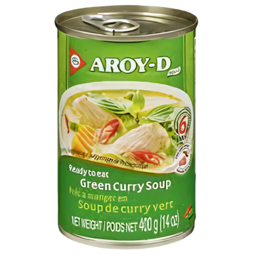 Kjøp Ready To Eat Green Curry Soup - Aroy-D, 400g - Fodda.no Asiatisk Nettbutikk - Rask levering i hele Norge