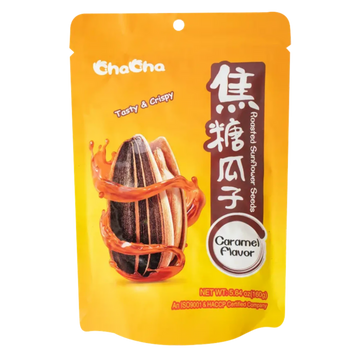 Kjøp Roasted Sunflower Seeds Caramel Flavour - ChaCha, 160g - Fodda.no Asiatisk Nettbutikk - Rask levering i hele Norge