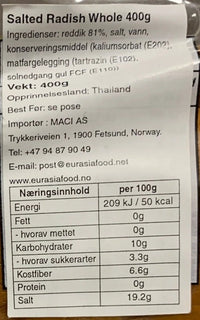 Kjøp Salt Radish Whole - Three Deer Brand, 400g - Fodda.no Asiatisk Nettbutikk - Rask levering i hele Norge