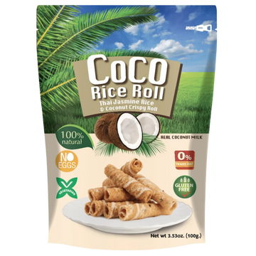 Kjøp Thai Jasmine Rice & Coconut Crispy Roll, 100g - Fodda.no Asiatisk Nettbutikk - Rask levering i hele Norge
