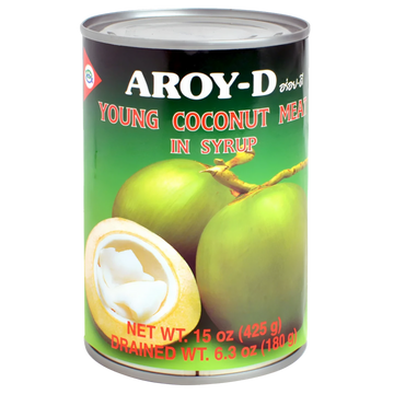 Kjøp Young Coconut Meat In Syrup - Aroy-D, 425g - Fodda.no Asiatisk Nettbutikk - Rask levering i hele Norge