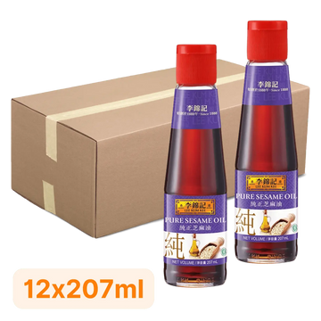 Kjøp Lee Kum Kee 100% Pure Sesame Oil, Kartong 12x207ml på nett - Fodda.no Asiatiske nettbutikk