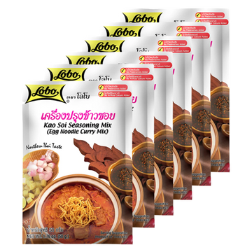 Kjøp Lobo Kao Soi Seasoning Mix (Egg Noddle Curry Mix), 6x50g på nett - Fodda.no Asiatiske nettbutikk