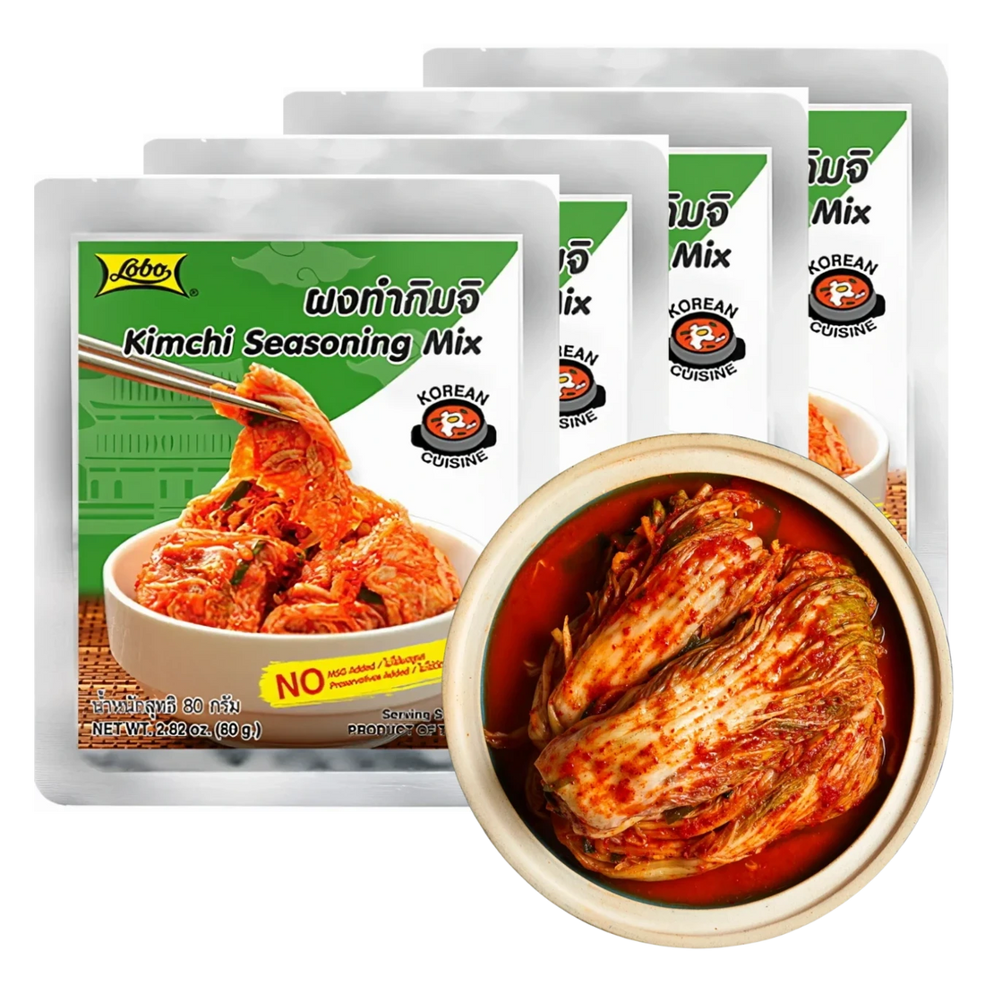 Kjøp Lobo Kimchi Base Seasoning Mix, 4x80g på nett - Fodda.no Asiatiske nettbutikk