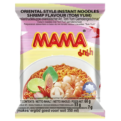 Kjøp Mama Instant Noodle Shrimp Tom-Yum flavour, 60g på nett - Fodda.no Asiatiske nettbutikk