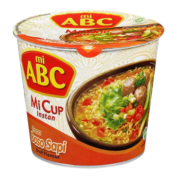 Kjøp Mi ABC Rasa Baso Sapi Beef Cup Instant Noodles, 60g på nett - Fodda.no Asiatiske nettbutikk