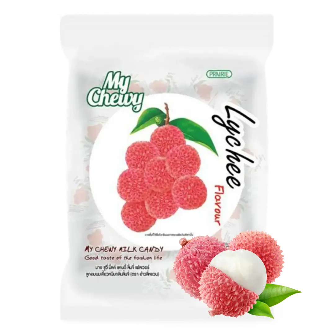 Kjøp My Chewy Milk Candy Lychee Flavour 100-pcs, 360g på nett - Fodda.no Asiatiske nettbutikk
