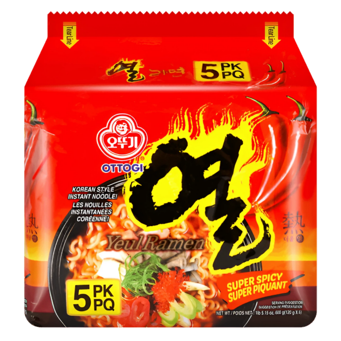 Kjøp Ottogi Yeul Ramen Instant Noodle Extra Spicy 5-pakker, 600g på nett - Fodda.no Asiatiske nettbutikk