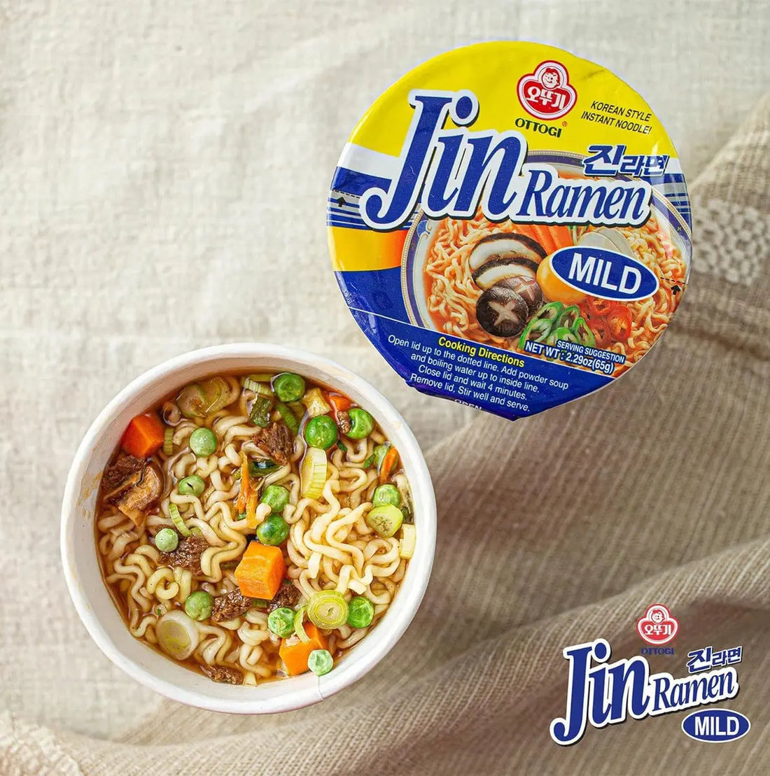 Kjøp Ottori Instant Noodle Jin Ramen Mild Bowl, 110g på nett - Fodda.no Asiatiske nettbutikk