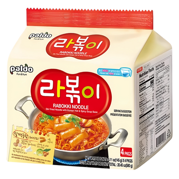 Kjøp Paldo Rabokki Noodle Korean Hot & Spicy 4-pakker, 580g på nett - Fodda.no Asiatiske nettbutikk