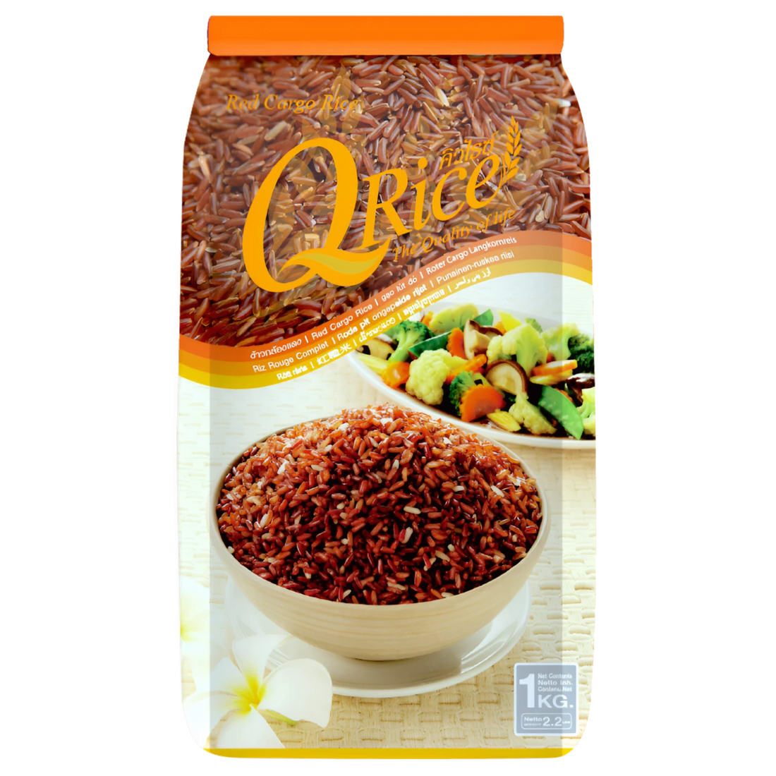 Kjøp QRice Red Cargo Rice, 1kg på nett - Fodda.no Asiatiske nettbutikk
