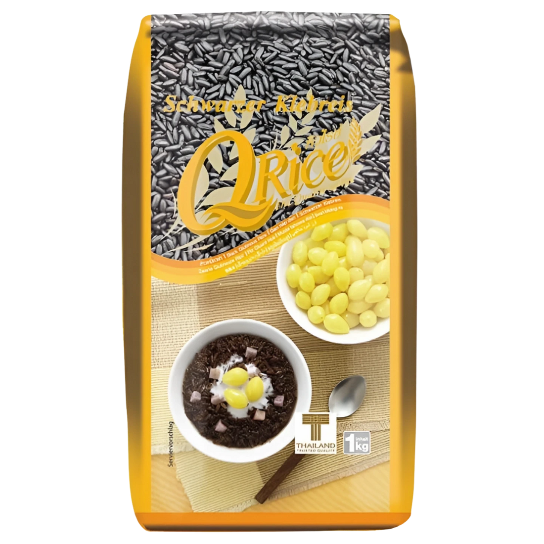 Kjøp QRice Thai Black Glutinous Sticky Rice, 1kg på nett - Fodda.no Asiatiske nettbutikk