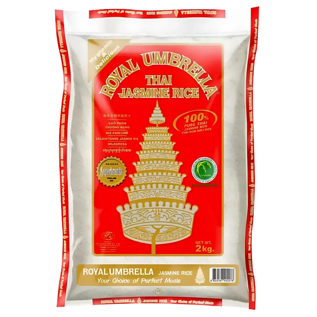 Kjøp Royal Umbrella Thai Jasmine Rice, 2kg på nett - Fodda.no Asiatiske nettbutikk