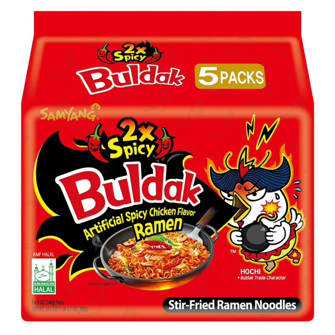Kjøp Samyang Buldak 2x Spicy Hot Chicken Ramen Noodles Multipack, 5x140g (700g) på nett - Fodda.no Asiatiske nettbutikk