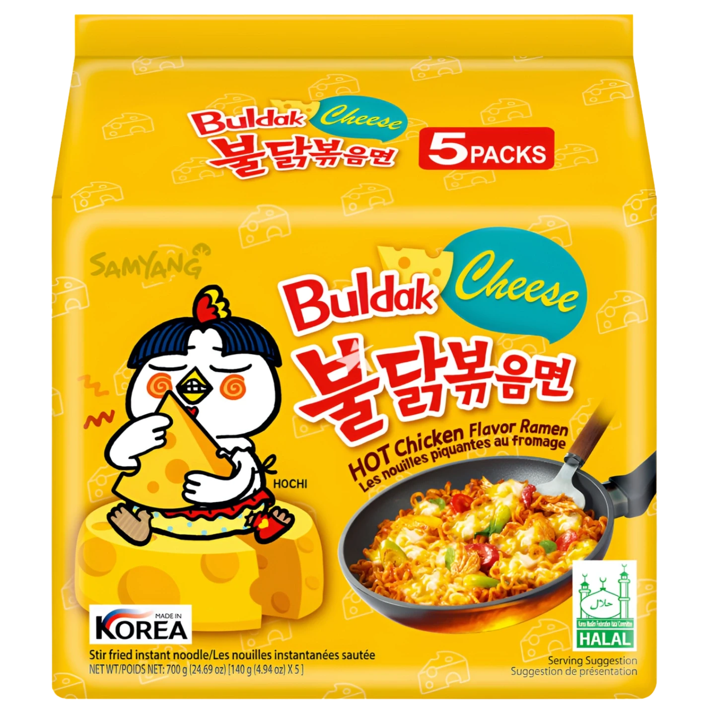 Kjøp Samyang Buldak Hot Chicken Ramen - Cheese Flavour 5-Packs, 700g på nett - Fodda.no Asiatiske nettbutikk