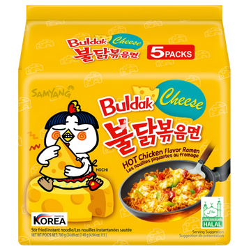 Kjøp Samyang Buldak Hot Chicken Ramen - Cheese Flavour 5-Packs, 700g på nett - Fodda.no Asiatiske nettbutikk
