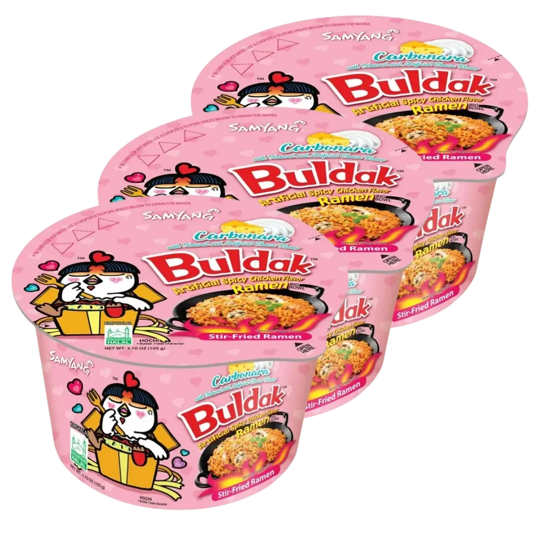 Kjøp Samyang Carbo Hot Chicken Flavour Ramen Big Bowl, 3x105g på nett - Fodda.no Asiatiske nettbutikk