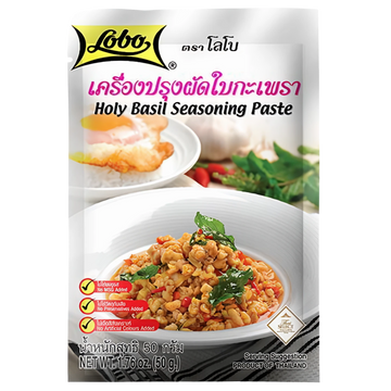 Kjøp Lobo Thai Basil Seasoning Paste/Sauce (Pad Ka Prao), 50g på nett - Fodda.no Asiatiske nettbutikk