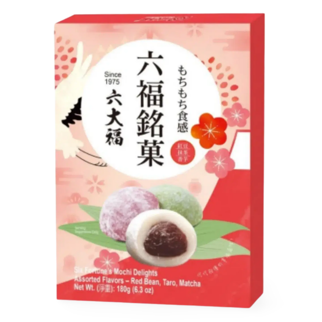 Kjøp Six Fortune Mochi Delights Assorted Flavours (Red Bean, Matcha, Taro), 180g på nett - Fodda.no Asiatiske nettbutikk