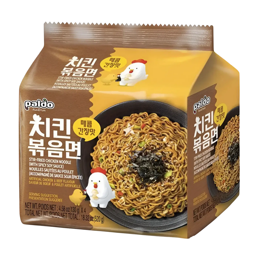 Kjøp Stir-Fried Chicken Noodle (With Spicy Soy Sauce) - Paldo, 4x130g på nett - Fodda.no Asiatiske nettbutikk