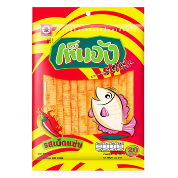 Kjøp Ten Jang Stick Spicy Flavour Seasoned Fish Stick, 35g på nett - Fodda.no Asiatiske nettbutikk
