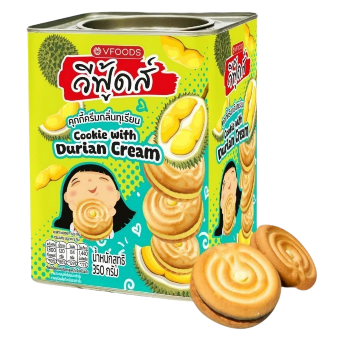 Kjøp VFood Cookie with Durian Cream, 350g på nett - Fodda.no Asiatiske nettbutikk