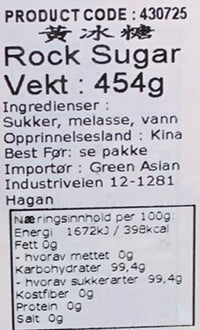 Kjøp Yellow Rock Sugar - Fung Shing, 454g - Fodda.no Asiatisk Nettbutikk - Rask levering i hele Norge